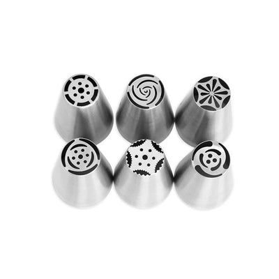 6pc Russian Instant Flower Loyal Stainless Steel Piping Tip Set