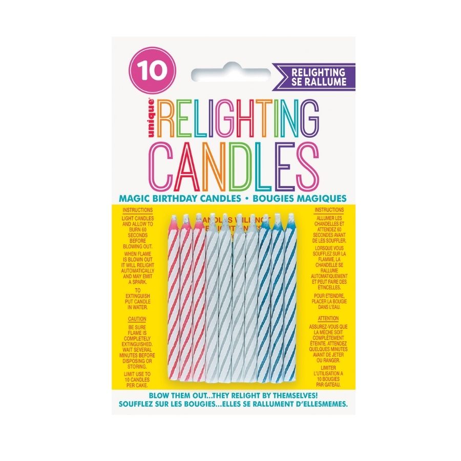10pk Multi-Colour Spiral Magic Candles