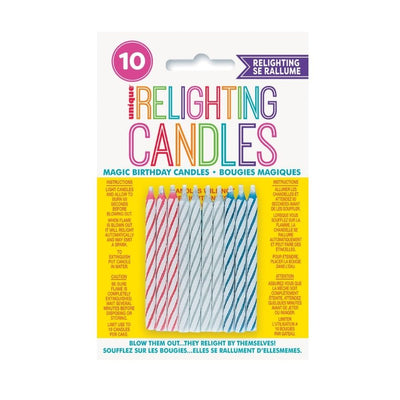 10pk Multi-Colour Spiral Magic Candles