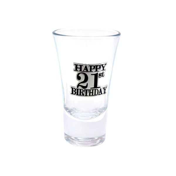 21st Birthday Black Badge Shot Glass