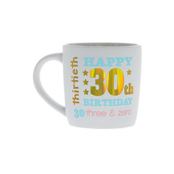 30th White & Gold Birthday Mug