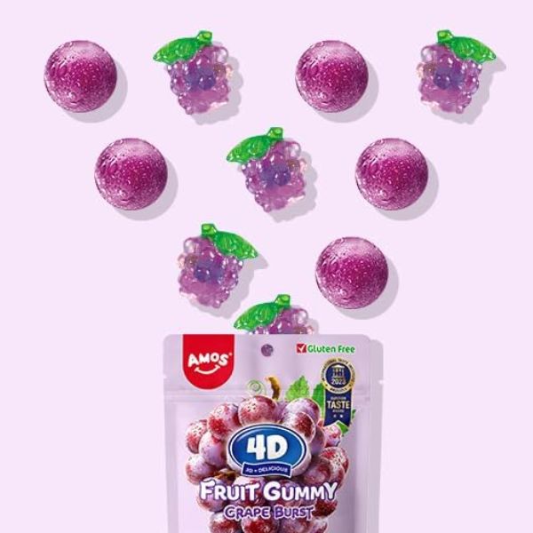 Amos 4D Gummy Juicy Burst Grape 1kg