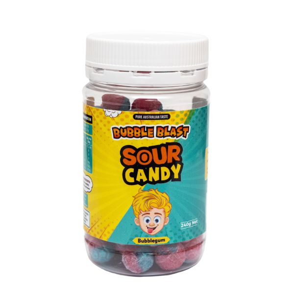 Bubble Blast Sour Bubblegum Rock Candy 240g