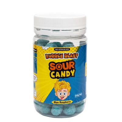 Bubble Blast Sour Blue Raspberry Rock Candy 240g