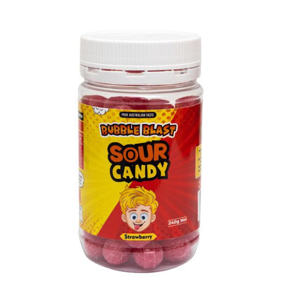 Bubble Blast Sour Strawberry Rock Candy 240g