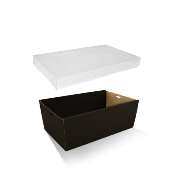 Small Black Grazing Box with Clear PET Lid 255x155x80mm