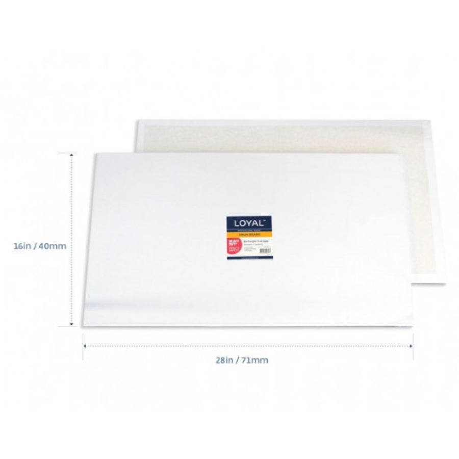 28x16in Rectangle 12mm Drum Cake Board - White