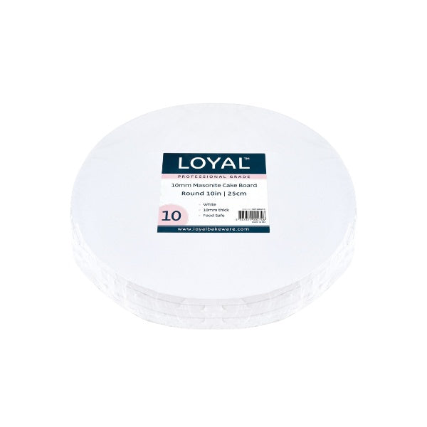 10in Round 10mm Masonite Cake Board - White