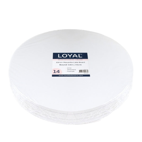 14in Round 10mm Masonite Cake Board - White