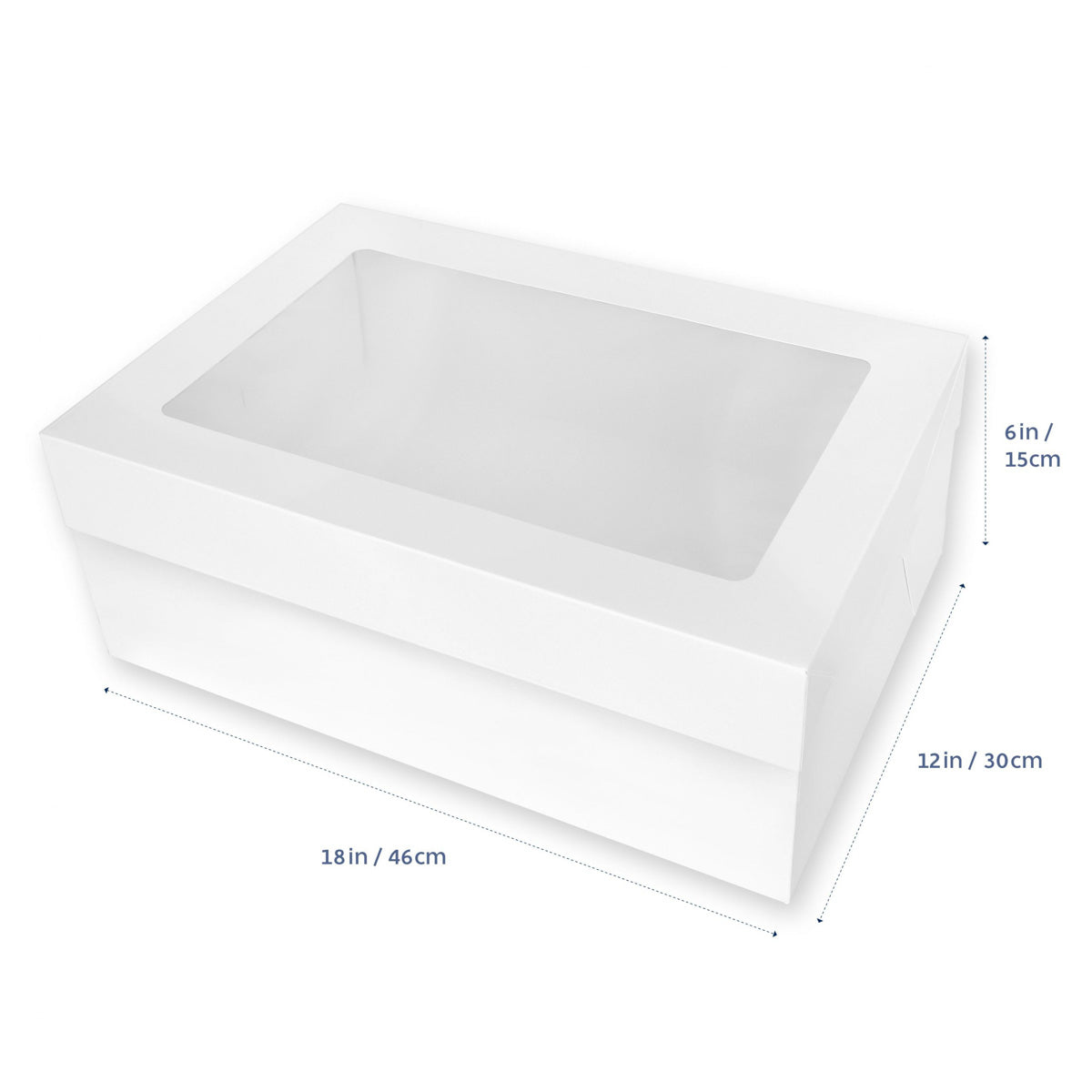 White 18in x 12in Rectangle Cake Box With Window (18x12x6in)