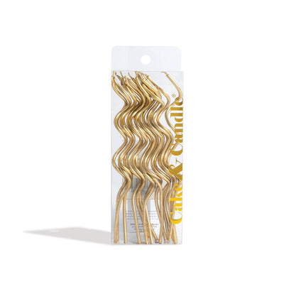 16pk Gold Swirly Cake Candles by Cake & Candle 13cm