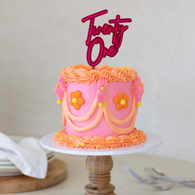 Hot Pink & Pink Layered Cake Topper - Twenty One