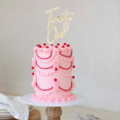 Gold & Opaque Layered Cake Topper - Twenty One