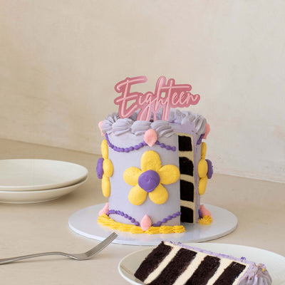 Pink Opaque & Pink Layered Cake Topper - Eighteen