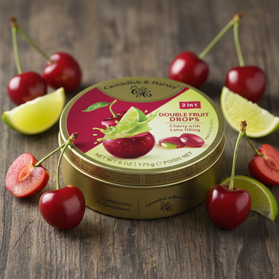 Cavendish & Harvey 2in1 Double Fruit Drops Cherry with Lime Filling 175g