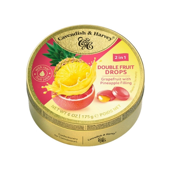 Cavendish & Harvey 2in1 Double Fruit Drops Grapefruit with Pineapple Filling 175g