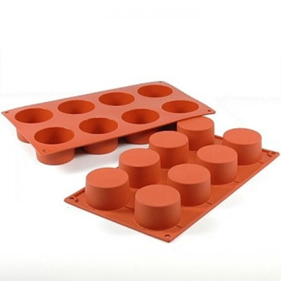 8 Cavity Round Silicone Cake & Chocolate Mould (58mm 35mm deep cavity)