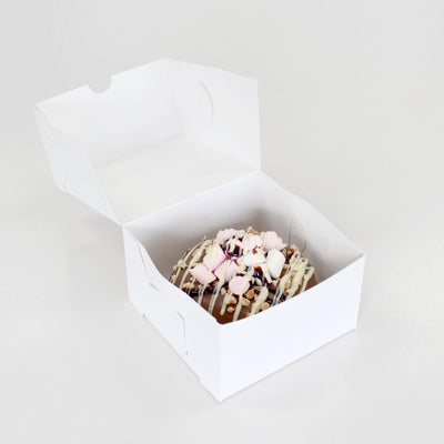 FAULTY BULK 100pk 1 Donut Box (4.25x4.25x2.5in) (40x40mm LABEL ON THE TOP LID)