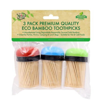 3pk Wooden Tooth Picks in Plastic Dispensers