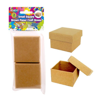 2pk Square Brown Paper Craft Boxes (5.8cmx5.8cm)