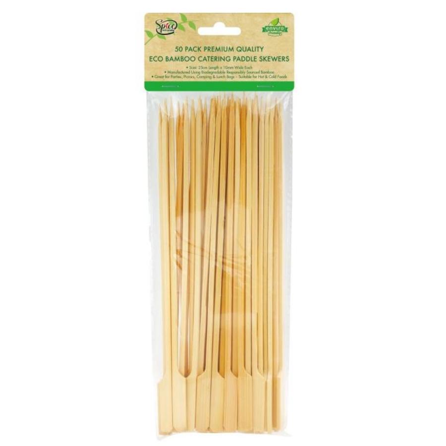 25cm Bamboo Catering Paddle Skewers 50pk
