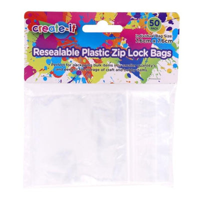 50pk Resealable Plastic Bags (7.6x7.6cm)