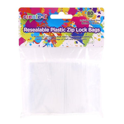 80pk Resealable Plastic Bags (8x12cm)