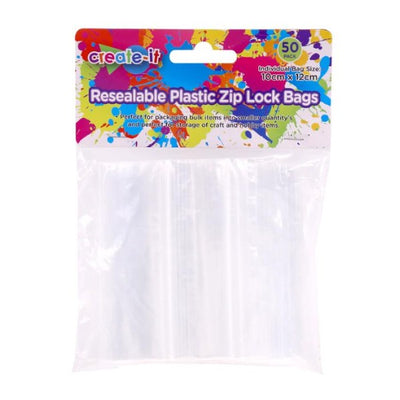 50pk Resealable Plastic Bags (10x12cm)