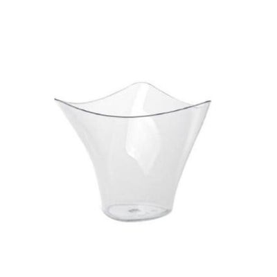 12pk Crystal Clear Plastic Wave Shape Dessert Cups 7.7x7.4x6.3cm (75ml)