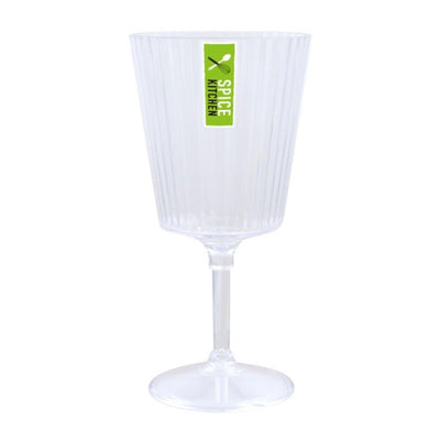 400ml Clear Plastic Retro Stripe Wine Glass