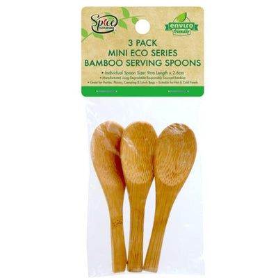 Mini ECO Bamboo Serving Spoons 3pk