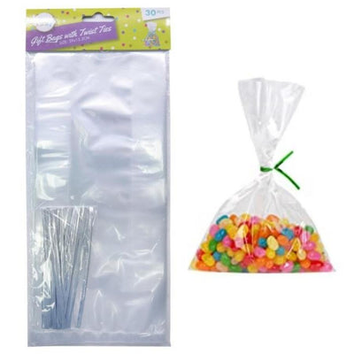 30pk 29x12.5cm Gifts Bags with Twist Ties