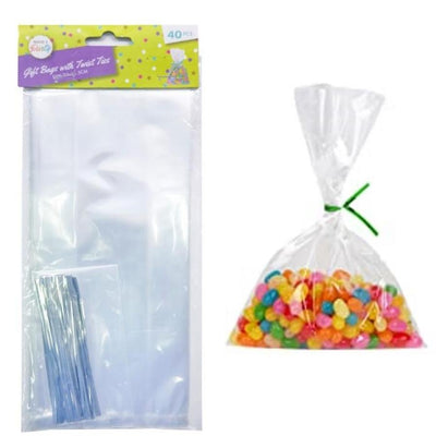 40pk 23x10.5cm Gifts Bags with Twist Ties