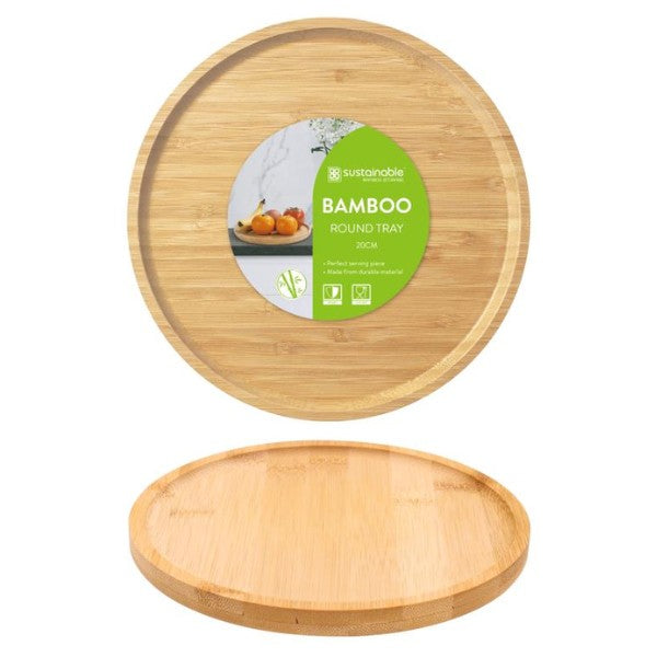 20cm Bamboo Round Serving Tray (20x1.5cm)