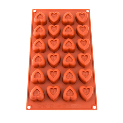 24 Cavity Dimpled Heart Silicone Cake & Chocolate Mould