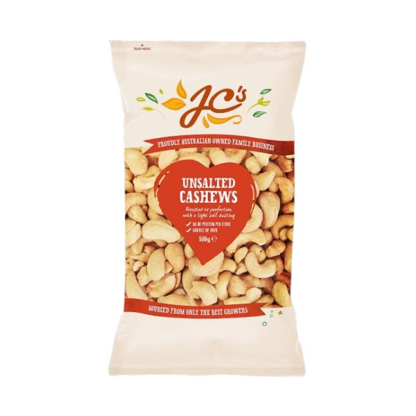 JC's Premium Unsalted Cashews 500g