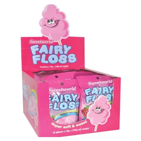 18pk Sweetworld Fairy Floss Strawberry 15g