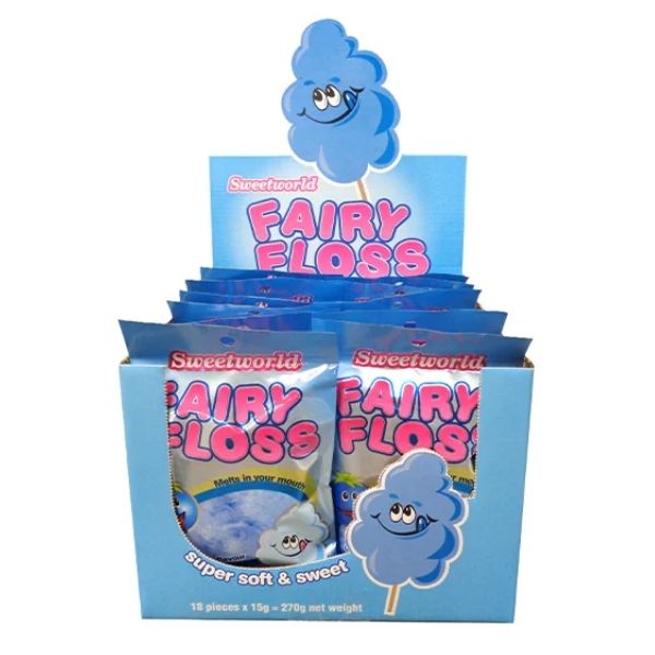 18pk Sweetworld Fairy Floss Blueberry 15g