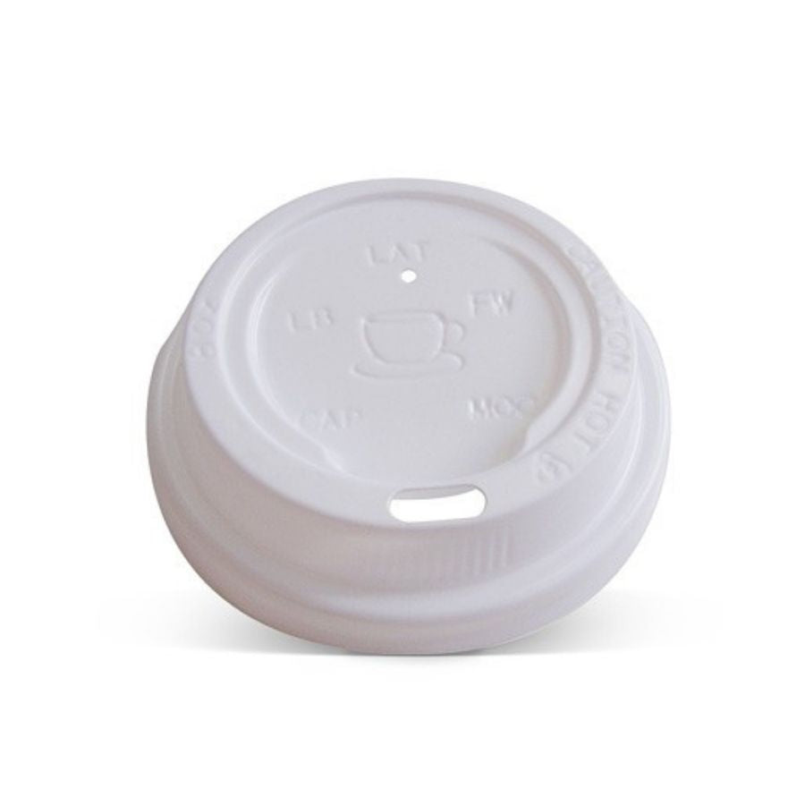 50pk White Plastic Hot & Cold Lid (fits 8/12/16/20oz cup) (90mm)
