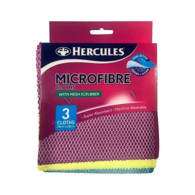 3pk Hercules Microfibre Cloth with Mesh