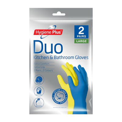 2pk Hygiene Plus Duo Kitchen & Bathroom Gloves Large