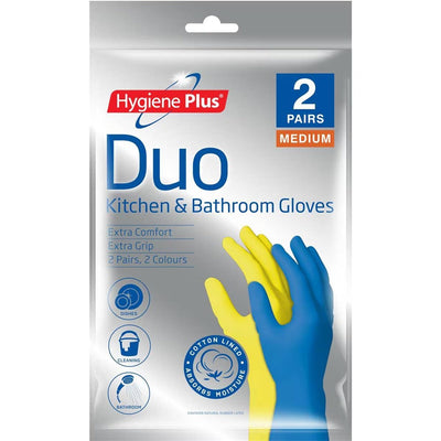 2pk Hygiene Plus Duo Kitchen & Bathroom Gloves Medium