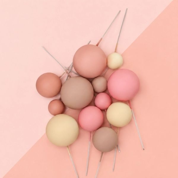 Pink Frost Matte Ball Toppers (12 Pack) by Iconic Cake Art