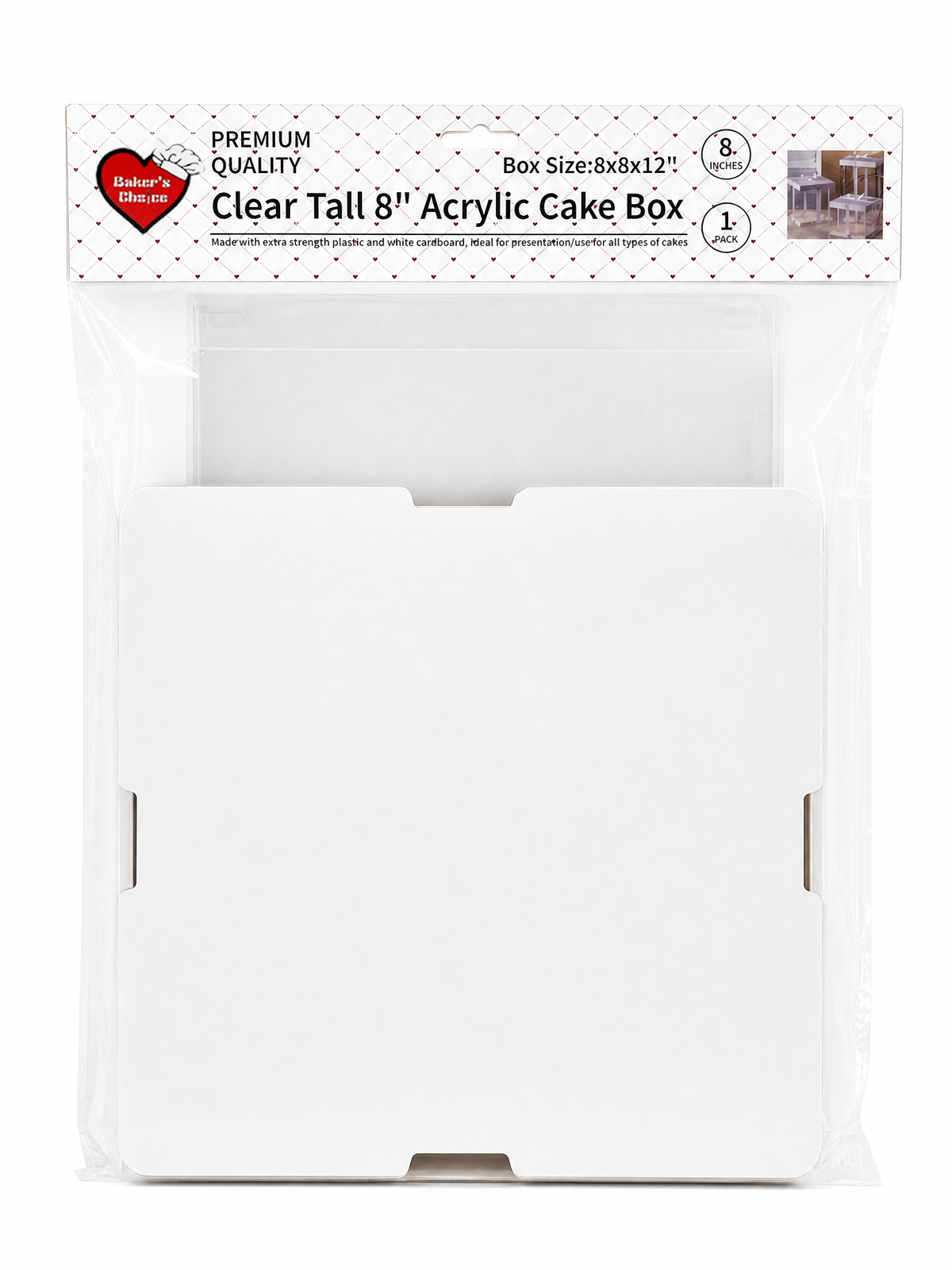 Clear Tall 8in Acrylic Cake Box (8x8x12in)