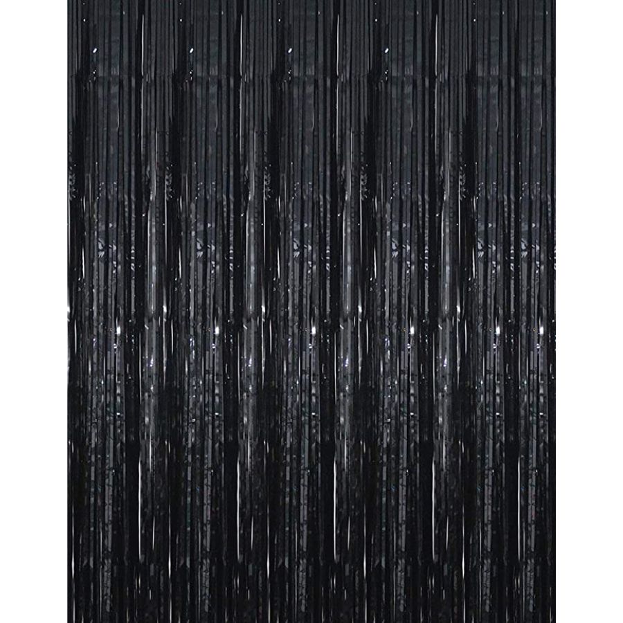 Black Foil Tinsel Curtain Backdrop 200x100cm