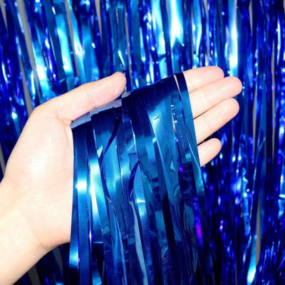 Blue Foil Tinsel Curtain Backdrop 200x100cm