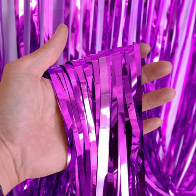Purple Foil Tinsel Curtain Backdrop 200x100cm