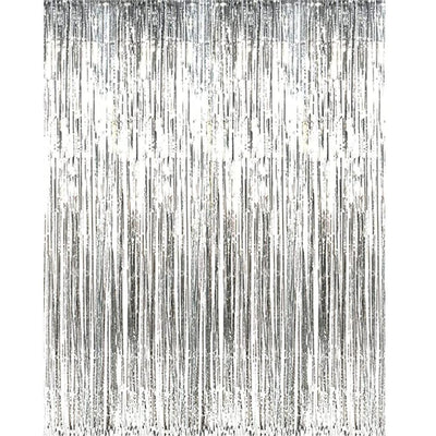 Silver Foil Tinsel Curtain Backdrop 200x100cm
