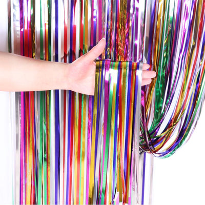 Rainbow Foil Tinsel Curtain Backdrop 200x100cm