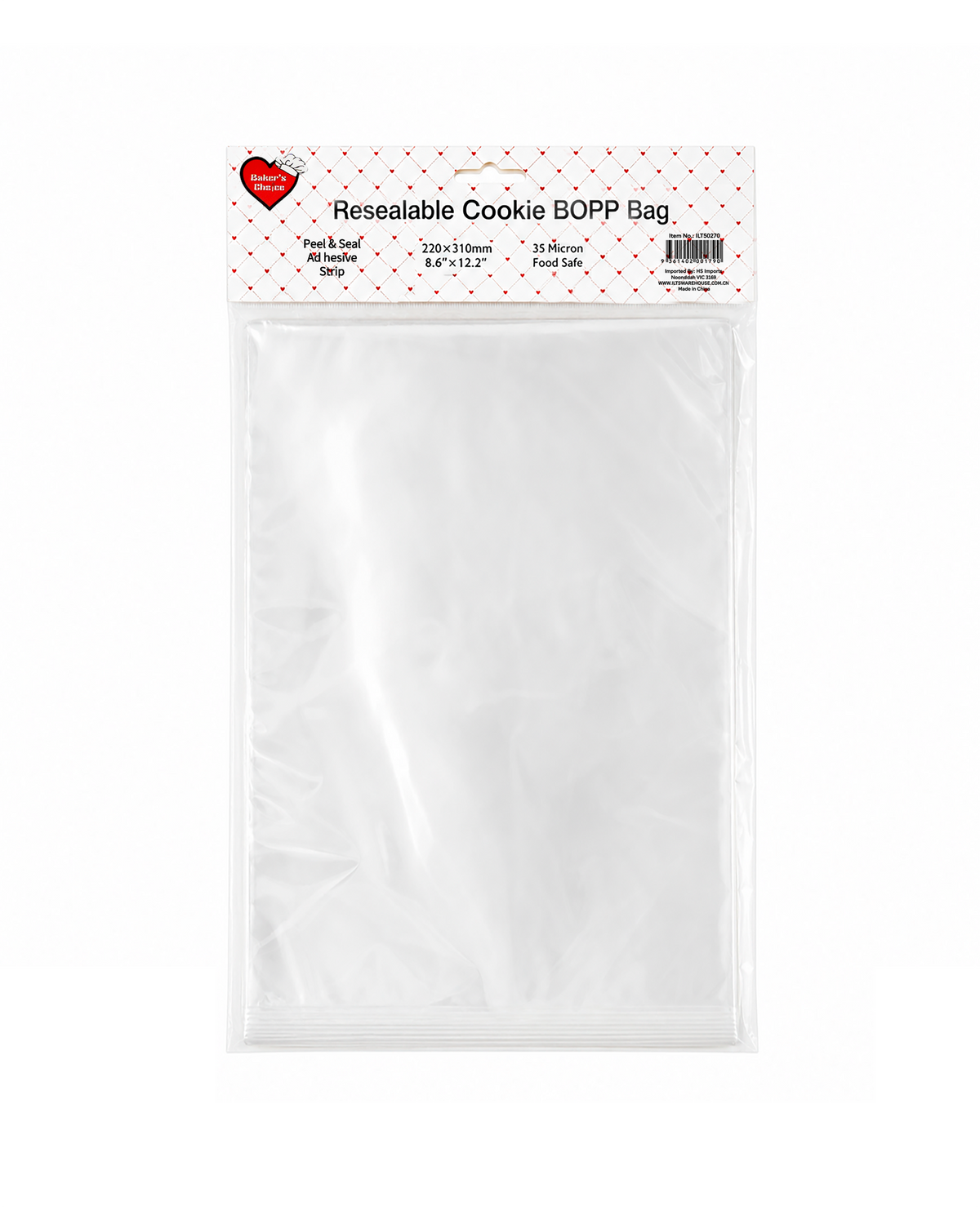 100pk BOPP Peel & Seal Bags 220x310mm 35um